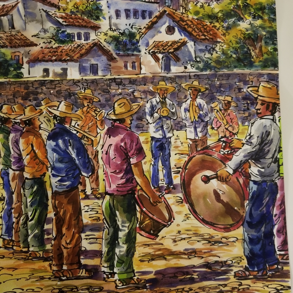 FINAL PRICE/WEEK Vintage watercolor & ink painting